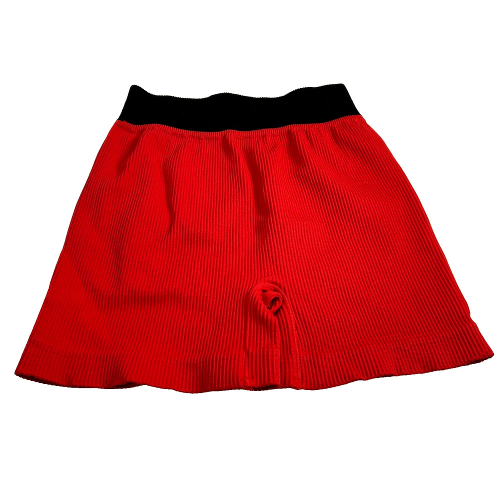 Free People Intimately Biker Shorts Ribbed Knit Pull On High Waisted Red Black 6